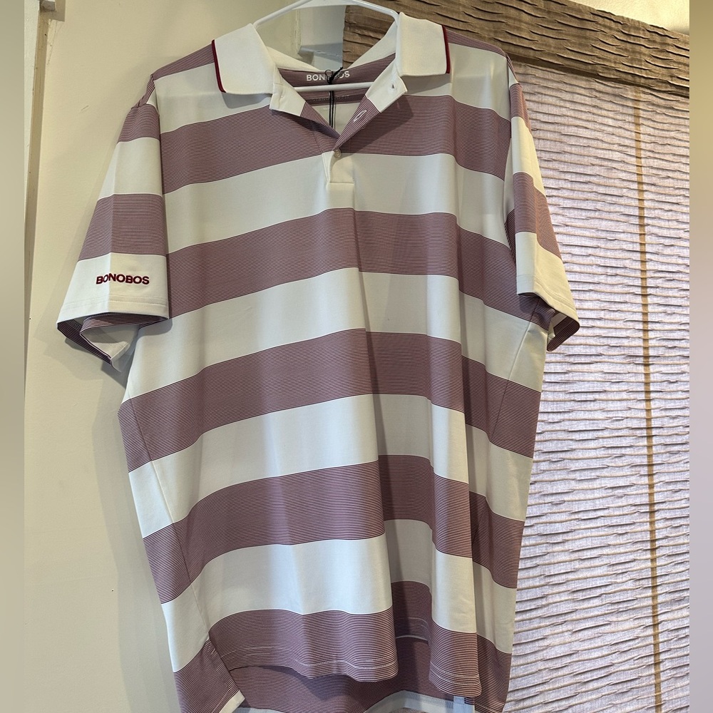 Bonobos white and maroon polo